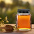 3.4 oz Square Glass Jar 43mm Thread with Honey and Black Screw Cap